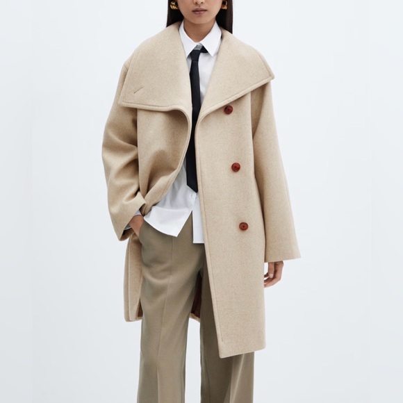 Mango Jackets & Blazers - Mango Maxi Lapel Wool Coat